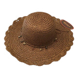 SCALA Womens Wide Brim Straw Sun Hat with Embellished Band