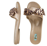 Oka b Madison Aged Gold zebra striped bow