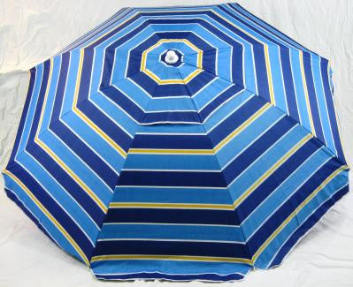 6' Beach Umbrella Blue & Yellow Striped with Tilt and Shoulder Sling Pack by Baja Beach