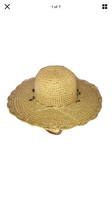 SCALA Womens Wide Brim Straw Sun Hat with Embellished Band