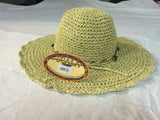 SCALA Womens Wide Brim Straw Sun Hat with Embellished Band
