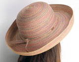 SCALA Collection Womens Black & Gray Multi-stripe Upturned Brim Sun Hat with UV Protection UPF 50