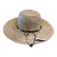 Tropical Trends Womens Wide-Brim Beaded Embellished Straw Hat for Beach or Sun