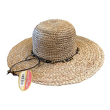 Tropical Trends Womens Wide-Brim Beaded Embellished Straw Hat for Beach or Sun